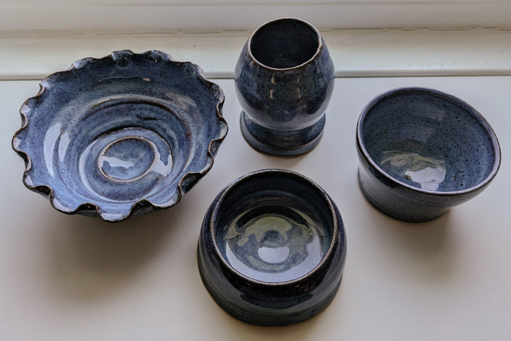 Finished pottery glazed blue